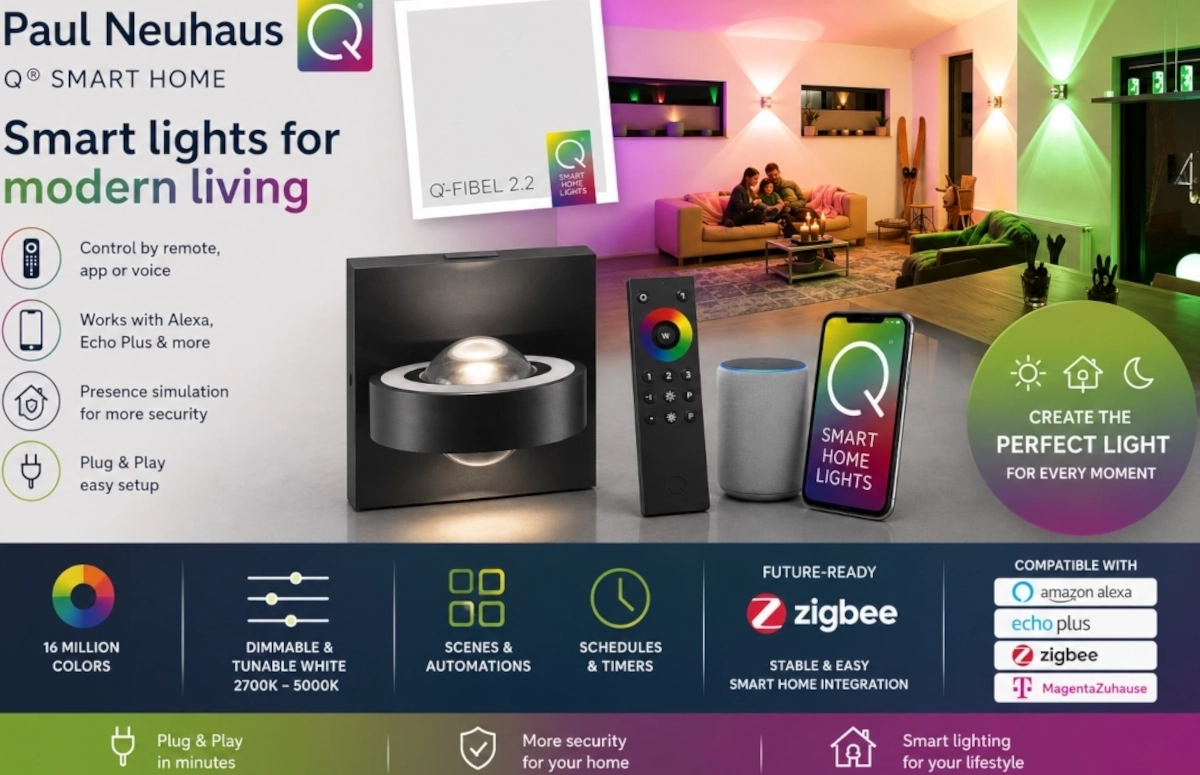 Paul Neuhaus Q® Smart Home – lampes et ampoules intelligentes pour une maison moderne