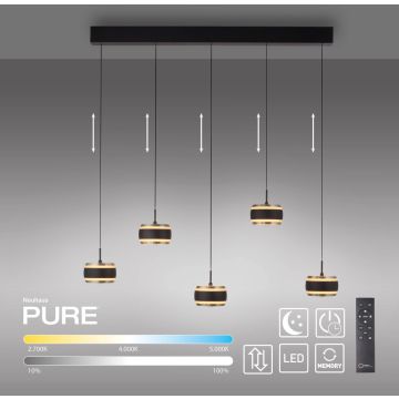 Paul Neuhaus PURE FALLING RINGS 2504-18 Suspension lumineuse 5x8W/LED 2200-5000k 1500lm ip20