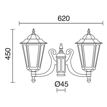 Novolux ELITE 6 096S-G05X1A-01 Luminaire pour lampadaire 2x70W/E27 IP43