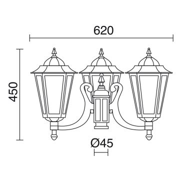 Novolux ELITE 6 096U-G05X1A-01 Luminaire pour lampadaire 3x70W/E27 IP43