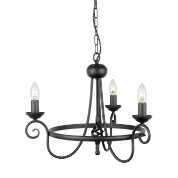 Elstead Lighting HARLECH HR3A-BLACK Lustre 3x60W/E14