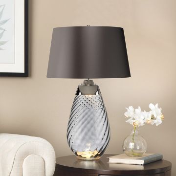 Elstead Lighting LENA LARGE LENA-TL-L-SMOKE Lampe de table 1X7W/GU10+1x60W/E27