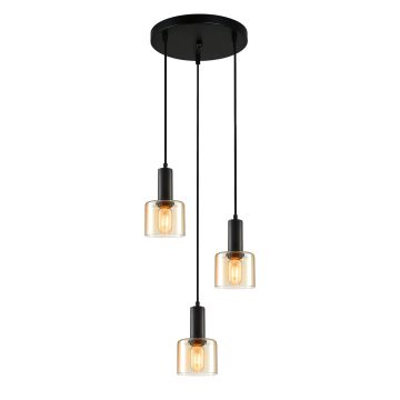 Italux SANTIA PND-65342-3A-BK+AMB Suspension lumineuse 3x40W/E27 IP20