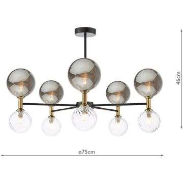 Dar Lighting Takara TAK2354-03-24 Lampe de plafond 10x20w/g9 ip20